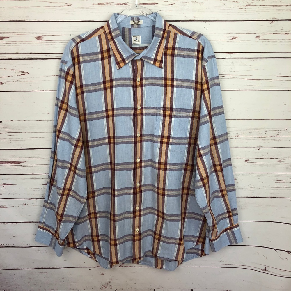 Peter Millar Plaid Cotton Button Down Shirt XL